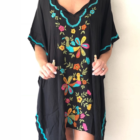 Love Stitch Other - Kaftan with Colorful Embroidery & Tassels Cover Up
